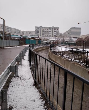 Emergency recovery work along Ak-Bastau street, along the bed of the Burundai river in the Kok-Kainar microdistrict, Alatau district, Almaty